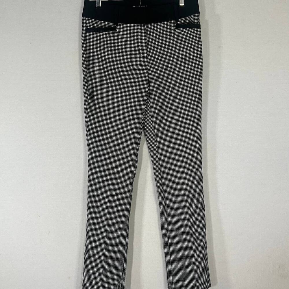 7th Avenue Design Studio NY & Co. Dress Pants 6 Tall Black White Patterned